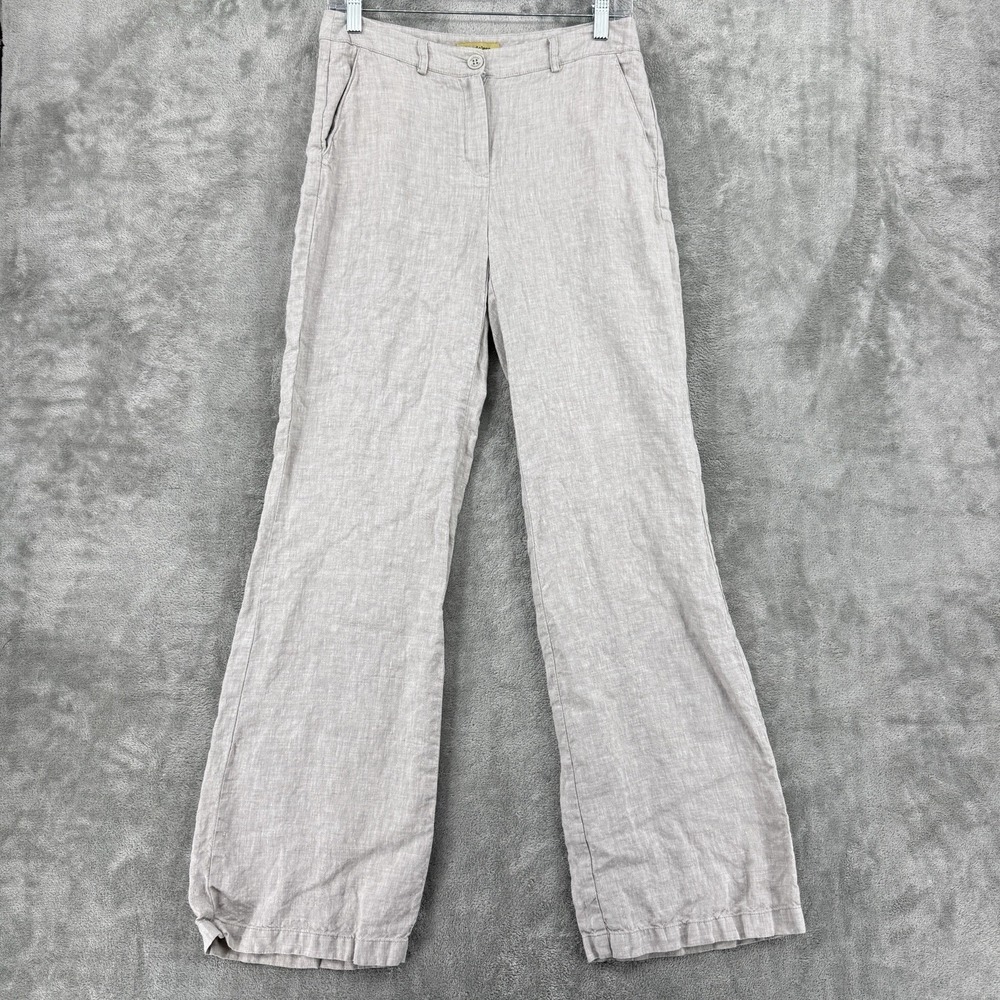 Bandolera Pants Womens‎ 36 US 4 Wide Leg Linen Pockets Trouser Coastal Office